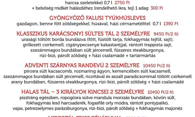 Itt az idei kar&aacute;csonyi vacsorav&aacute;laszt&eacute;k Kaposv&aacute;rr&oacute;l, ha ink&aacute;bb rendeln&eacute;d az &uuml;nnepi men&uuml;t!