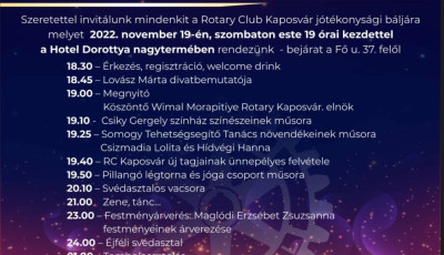 J&oacute;t&eacute;konys&aacute;gi b&aacute;lt tart a Rotary j&ouml;vő szombaton a Hotel Dorotty&aacute;ban