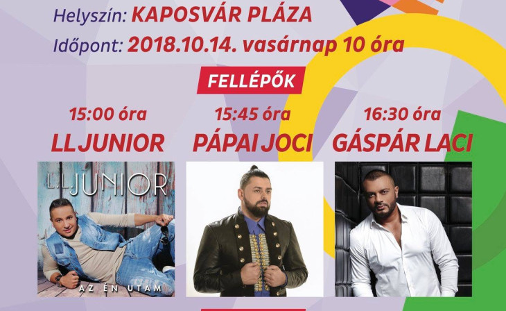 Gáspár Laci, L.L. Junior és Pápai Joci zenél holnap Kaposváron!