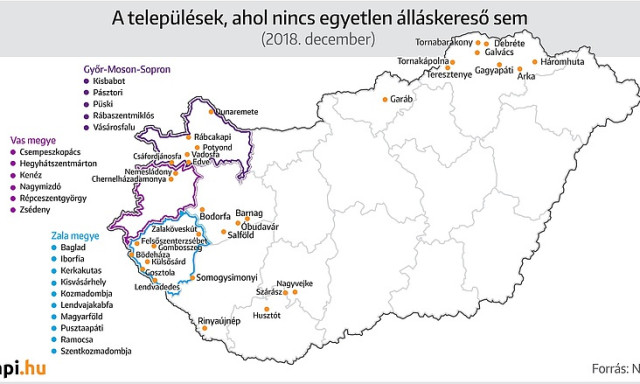 Kaposv&aacute;r a m&aacute;sodik helyen a dun&aacute;nt&uacute;li feketelist&aacute;n - Itt az &aacute;ll&aacute;skeresők orsz&aacute;gos t&eacute;rk&eacute;pe