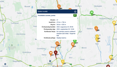 M&eacute;g mindig nincsenek k&eacute;sz a port&aacute;lt&aacute;bl&aacute;k, jővő h&eacute;tig lez&aacute;rva marad a 67-es