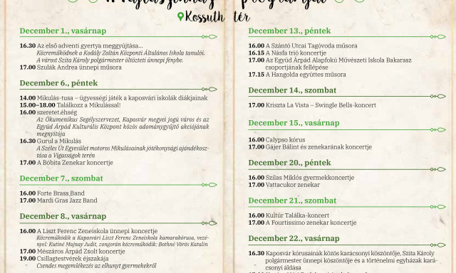 B&ouml;ng&eacute;szd v&eacute;gig a Kaposv&aacute;ri Advent r&eacute;szletes programjait!