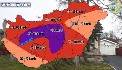 &Oacute;r&aacute;kon bel&uuml;l itt a hidegfront, 80 km/h-s sz&eacute;ll&ouml;k&eacute;s sem kiz&aacute;rt!