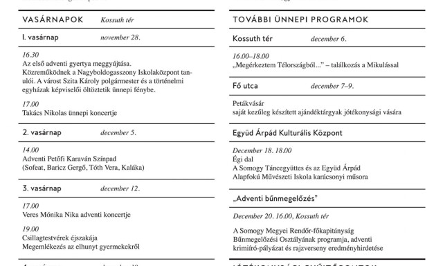 Koncertek, adom&aacute;nygyűjt&eacute;s &eacute;s motoros mikul&aacute;sok - Itt a kaposv&aacute;ri adventi program