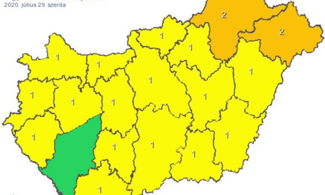 Somogy az egyetlen megye, ahova nem adtak ki riaszt&aacute;st szerd&aacute;ra