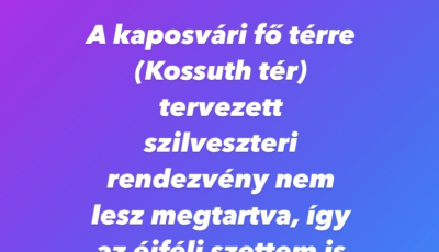 Elmarad a szilveszteri buli, nem lesz tűzij&aacute;t&eacute;k sem Kaposv&aacute;ron