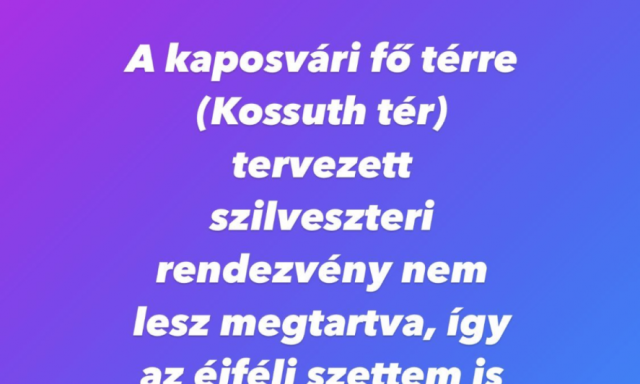 Elmarad a szilveszteri buli, nem lesz tűzij&aacute;t&eacute;k sem Kaposv&aacute;ron