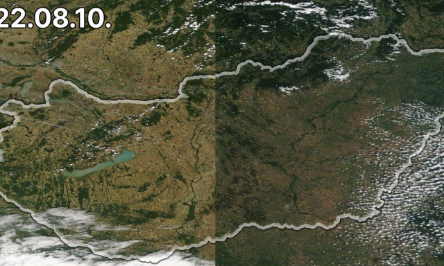 M&eacute;g az űrből is l&aacute;tszik mekkora sz&aacute;razs&aacute;g s&uacute;jtja az orsz&aacute;got 2021-hez k&eacute;pest