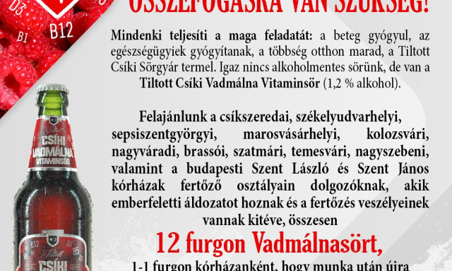 12 furgonnyi vitamins&ouml;rt adom&aacute;nyoz a Cs&iacute;ki s&ouml;r a k&oacute;rh&aacute;zak dolgoz&oacute;inak