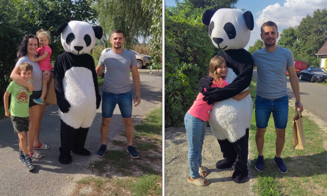 Kaposhomokon egy panda is seg&iacute;tett az iskolakezd&eacute;sben az apr&oacute;s&aacute;goknak