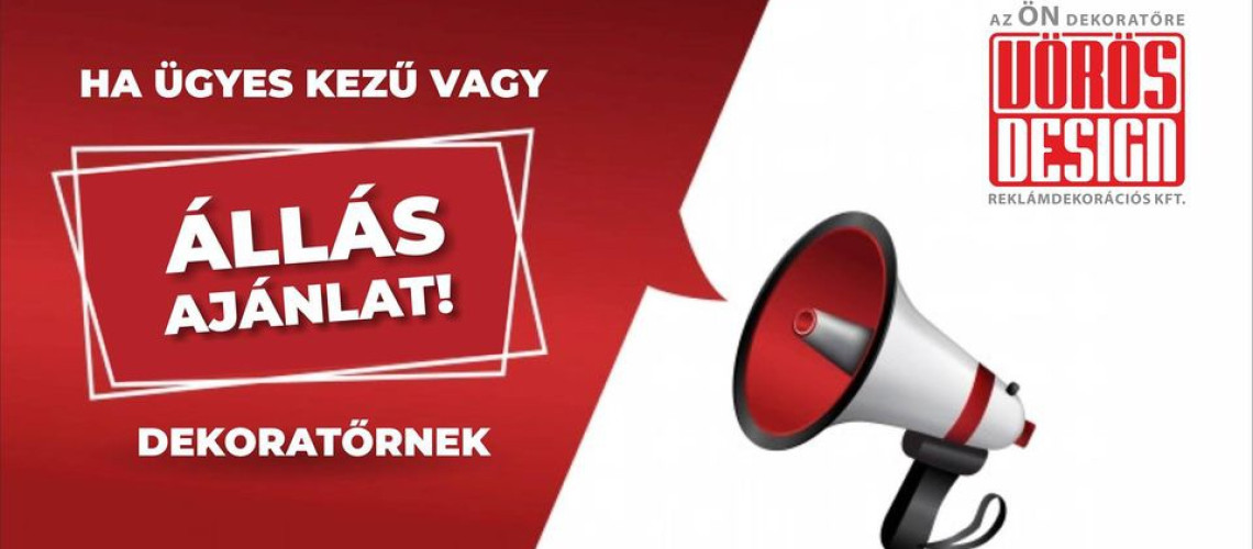 Dekoratőrt keres a V&ouml;r&ouml;s Design!