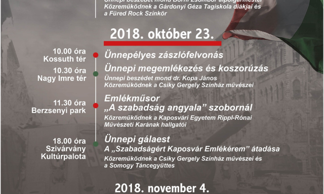 &Iacute;me az 1956-os forradalom &eacute;s szabads&aacute;gharc megeml&eacute;kez&eacute;seinek kaposv&aacute;ri programjai