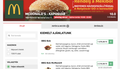 Ingyenes h&aacute;zhozsz&aacute;ll&iacute;t&aacute;ssal &uacute;j&iacute;tott be a kaposv&aacute;ri McDonald&rsquo;s