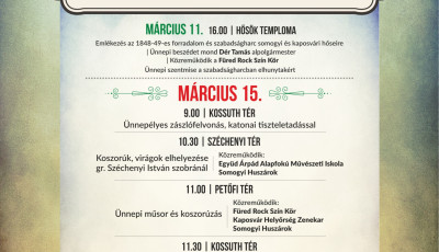 &Iacute;gy &uuml;nnepel Kaposv&aacute;r M&aacute;rcius 15-&eacute;n - a programok