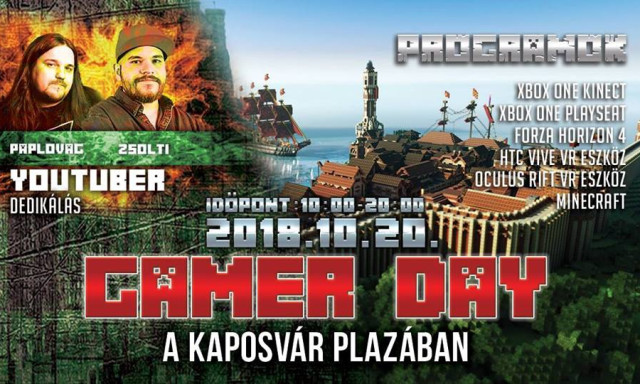 Paplovaggal &eacute;s Zsoltival tartanak okt&oacute;berben Gamer Day-t a Kaposv&aacute;r Pl&aacute;z&aacute;ban!