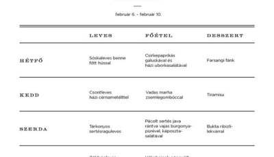 K&Ouml;RBEESSZ&Uuml;K A V&Aacute;ROST: Erzs&eacute;bet S&ouml;rh&aacute;z eb&eacute;d men&uuml;