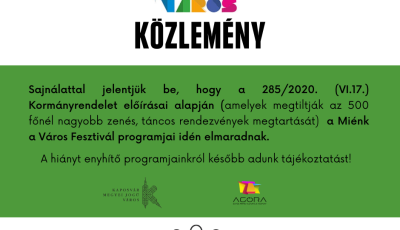 Elkasz&aacute;lt&aacute;k a Mi&eacute;nk a V&aacute;ros Fesztiv&aacute;lt is