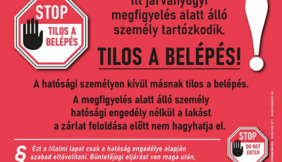 Ilyen piros lapot kap az ajtaj&aacute;ra, aki h&aacute;zi karant&eacute;nba k&eacute;nyszer&uuml;l