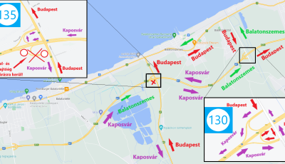 Egy h&oacute;napra lez&aacute;rj&aacute;k az M7-es fel- &eacute;s lehajt&oacute;j&aacute;t a 67-es &uacute;ton